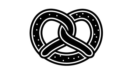Fototapeta premium Classic Black and White Pretzel Icon with Salt Sprinkles