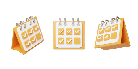 Calendar Tasks Check-in Completion Form Record 3D