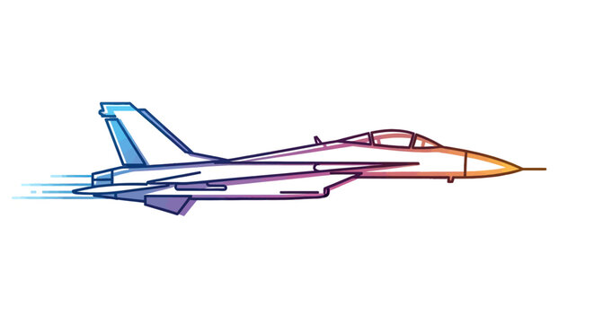 Dynamic F-14 Tomcat fighter jet illustration with a colorful gradient and speed lines.