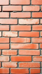 Obraz premium Close up textured background of a weathered red brick wall with visible mortar lines