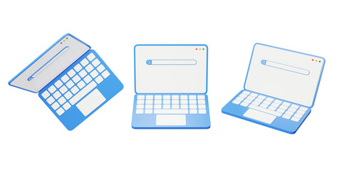 Laptop mobile office work 3D