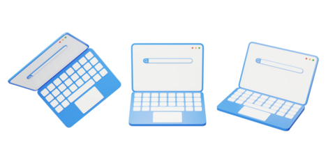 Laptop mobile office work 3D