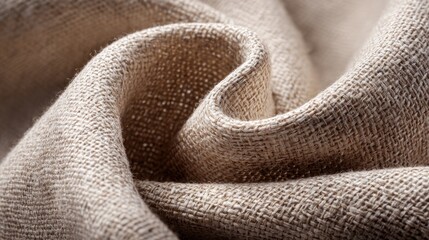Fototapeta premium Textured Linen Fabric Close-Up: Natural Beige Swirls