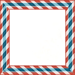 Vintage Barber Pole Frame with Decorative Border and Red White Stripes, Blue Accents in Modern Graphic Design for Customizable Art Template