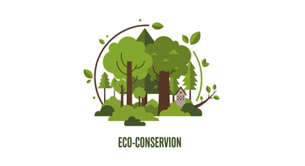 Minimalist Forest Illustration Emphasizing Ecological Conservation and Sustainability for Environmental Awareness Campaigns and Educational Materials