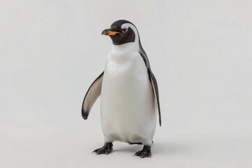 Fototapeta premium Penguin standing, studio shot, white background, wildlife