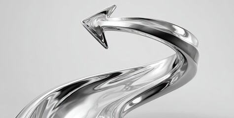 Metallic, swirling arrow, abstract art