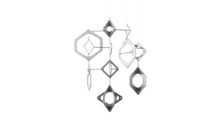 Geometric mobile hanging decoration isolated on transparent background