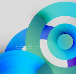 Obraz premium Abstract design features overlapping circles, vibrant blues, greens, purples. Modern aesthetic, smooth gradients create dynamic visual effect.