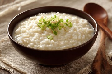 Creamy rice porridge in a bowl