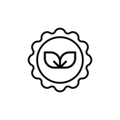 Eco stamp icon. Simple outline style. Eco friendly naturally, seal, label, round, nature, green, food, organic, plant, environment concept. Thin line symbol. Vector isolated design