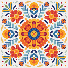 Vibrant Floral Pattern with Round Design