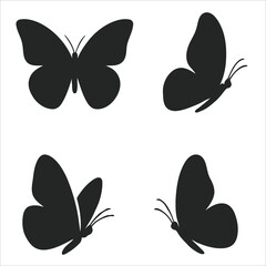 Butterfly Silhouettes Vector Set
