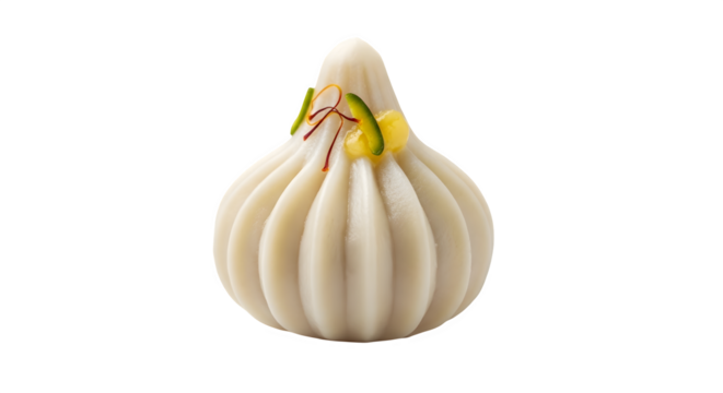 Traditional indian sweet modak isolated on transparent background, a delicious dumpling for ganesh chaturthi festival in a studio shot