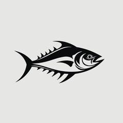 Fototapeta premium Powerful tuna fish illustration shows strength and resilience in stunning black silhouette