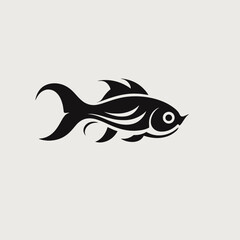 Obraz premium Elegant aquatic symbol, a black and white fish abstract graphic silhouette