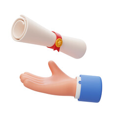 Manuscript Contract Achievement Academic Scroll 3D