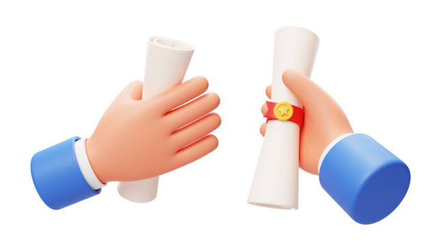 Manuscript Contract Achievement Academic Scroll 3D