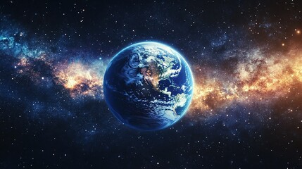 Obraz premium Earth illuminated like a radiant star in the vastness