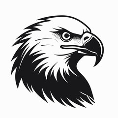 Obraz premium Striking monochrome eagle head conveys intense strength and patriotic symbolic silhouette