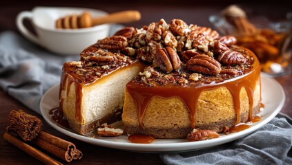 Delicious pecan pie cheesecake