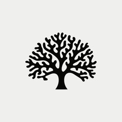 Fototapeta premium Stylized abstract monochrome tree art black and white forest botanical silhouette