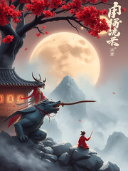 Hou Zi Zuo Zai Re Dai Yu Lin De Shu Shang Chi Xiang Jiao .