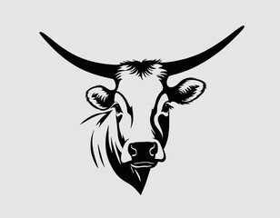 Cow Silhouette digital Art, Intricate Powerful and Ready for Print or Web, Sharp Details. Strong Identity. Timeless Design, Symbolize Strength, Courage, Logo 