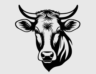Cow Silhouette digital Art, Intricate Powerful and Ready for Print or Web, Sharp Details. Strong Identity. Timeless Design, Symbolize Strength, Courage, Logo 