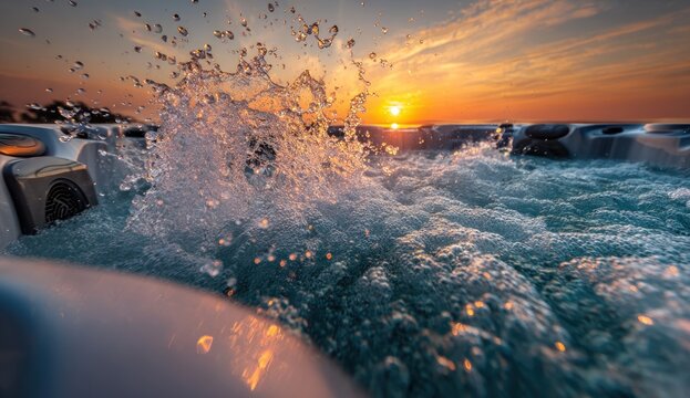 Hot tub at sunset