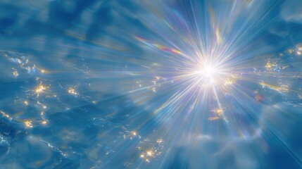 Celestial Burst: A radiant explosion of light and color illuminating a canvas of ethereal clouds