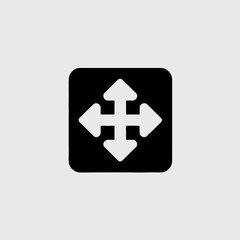 Obraz premium Navigation directions symbol with rounded square shape in simple geometric silhouette