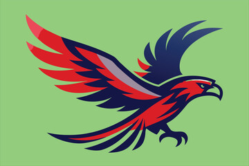 Obraz premium Dynamic red and blue eagle mascot soaring powerfully, perfect for sports teams and brands