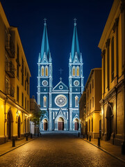 Fototapeta premium Night photo of beautifully illuminated St. John`s cathedral and
