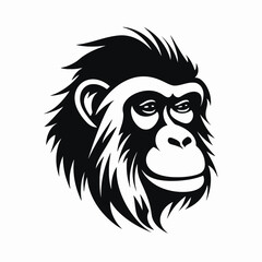 Obraz premium Majestic gorilla face design, powerful and wild, in striking black silhouette