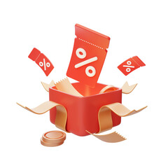 E-commerce discount coupon gift box 3D