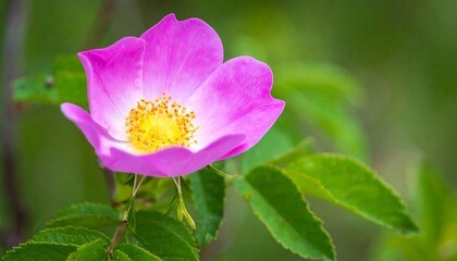 Fototapeta premium Close-up of a vibrant pink wild rose