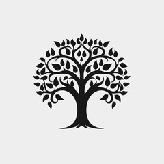 Obraz premium Majestic ornamental tree artfully with leaves and branches creating a vector silhouette