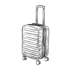suitcase vector line art hand drawn illustration
