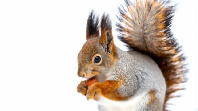 Squirrel eating nut closeup