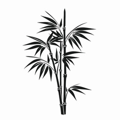Obraz premium Striking black bamboo branch vector illustration artistic tropical plant silhouette