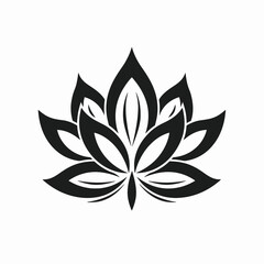 Elegant minimalist lotus flower in vector format presented as a silhouette