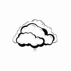 Stylized cartoon cloud drawing with thick black outlines creates a striking silhouette