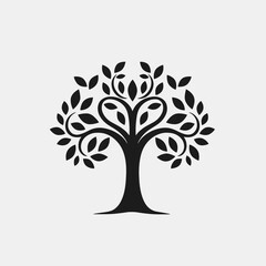 Elegant tree with heart shaped branches vector icon graphic design silhouette