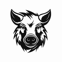 Bold and captivating boar illustration, fierce animal head in black silhouette