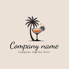 Palm Tree and Cocktail Logo