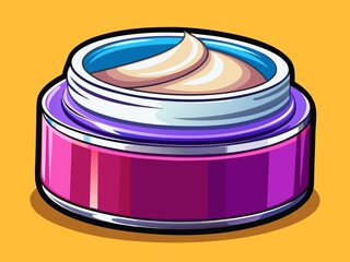 Illustration of a jar with cosmetic cream for skin care and beauty treatment routine