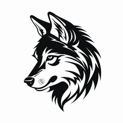 Obraz premium Majestic wolf head art showcasing wild nature in a striking silhouette