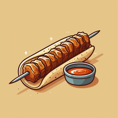 hot dog with ketchup