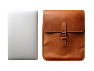 Laptop and Brown Leather Messenger Bag Studio Shot leather bag briefcase